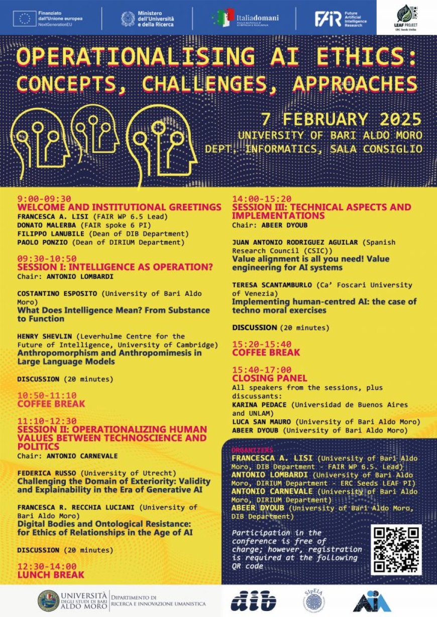 Convegno internazionale sull’etica dell’intelligenza artificiale - Università di Bari, 7 febbraio 2025