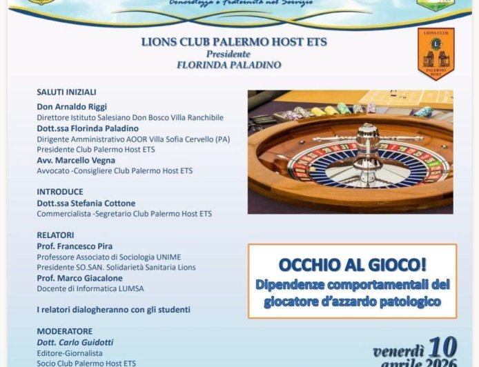 Occhio al gioco! Conferenza sulla Ludopatia del Lions Palermo Host